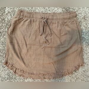 Umgee Tan Skirt with Frayed Hem